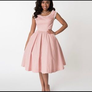 NWOT Unique Vintage Gingham Barbie Dress Medium